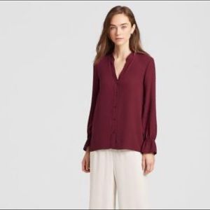 Eileen Fisher Silk Georgette Flutter Sleeve Shirt